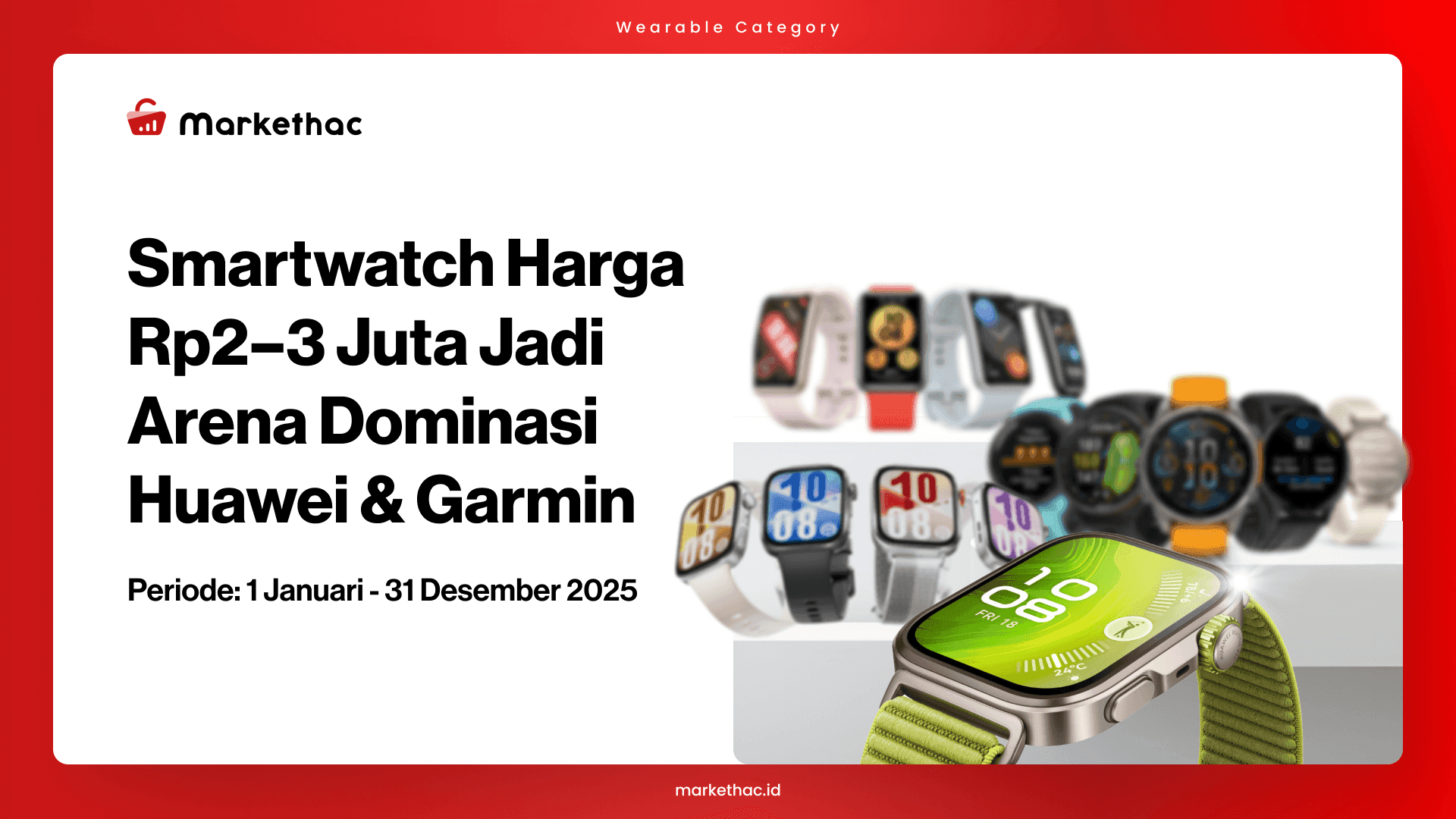 Huawei dan Garmin Kuasai Lebih dari 80% Pasar Smartwatch